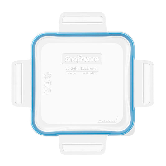 Total Solutions Square Medium Plastic Lid w/ Light Blue Seal