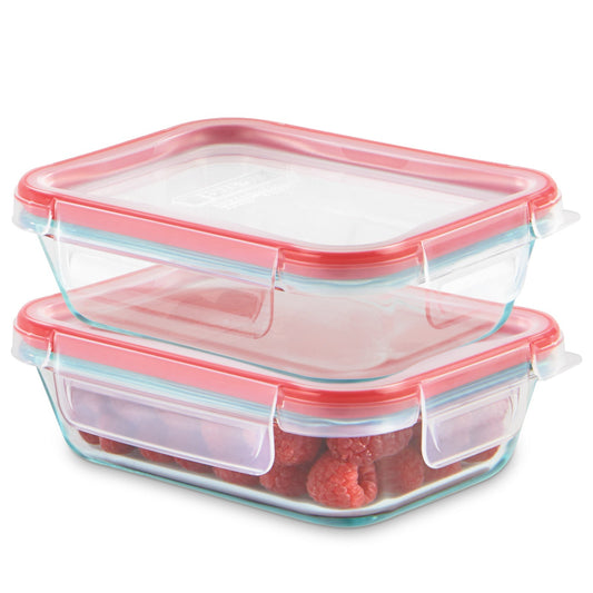 Freshlock 4-piece 2-cup rectangle glass storage set
