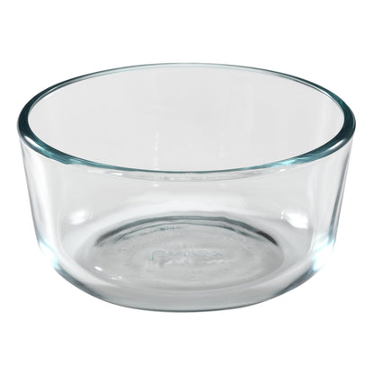 Clear glass bowl on a white background